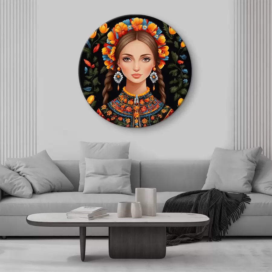  Schilderijen Vrouw met vlechten en bloemen in haar haar r37165