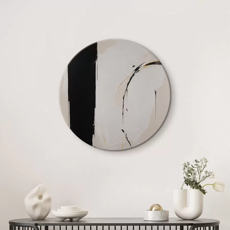  Peintures Objet rectangulaire noir et blanc avec des lignes jaunes r37168