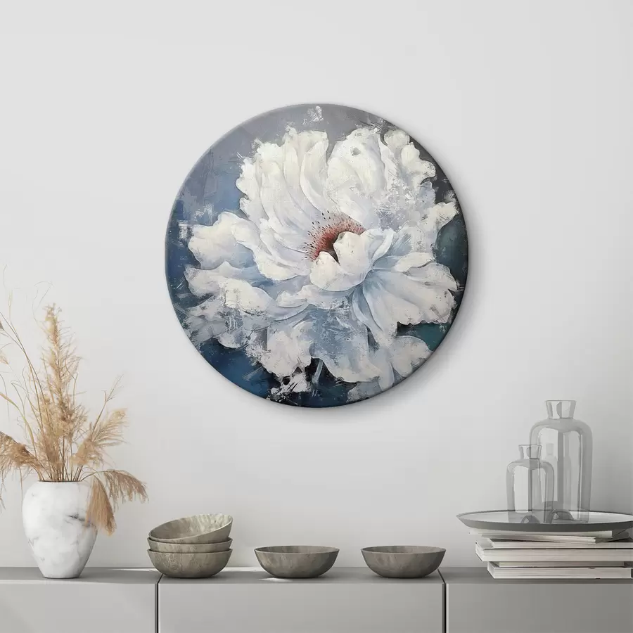  Schilderijen Witte bloem op blauwe achtergrond r37262