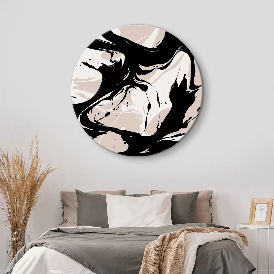  Schilderijen Zwart-witte werveling op beige achtergrond r37286