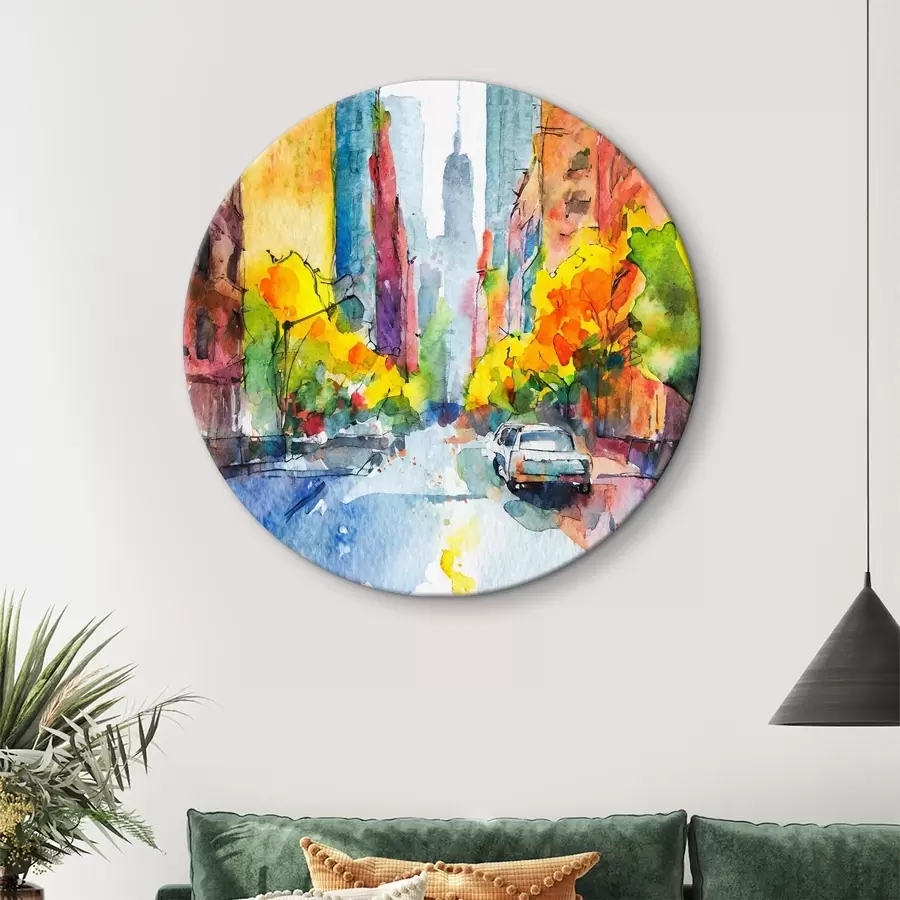  Schilderijen New York aquarel, straten met wolkenkrabbers, abstracte kunst r37345