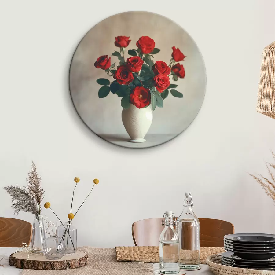  Schilderijen Vaas met rode rozen r37376