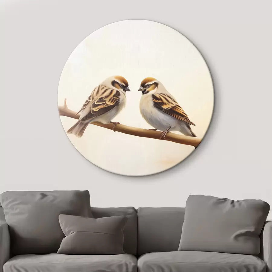  Schilderijen Twee mussen op een tak r37393