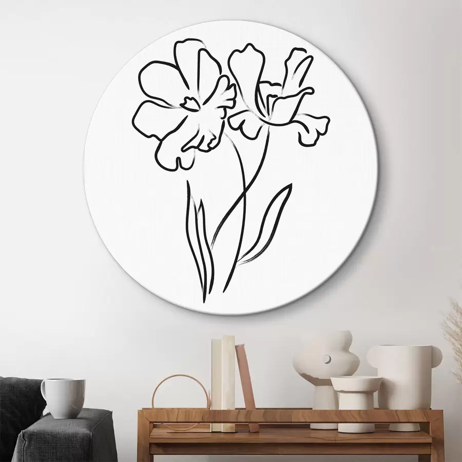  Schilderijen Tekening van bloemen op een witte achtergrond r37403