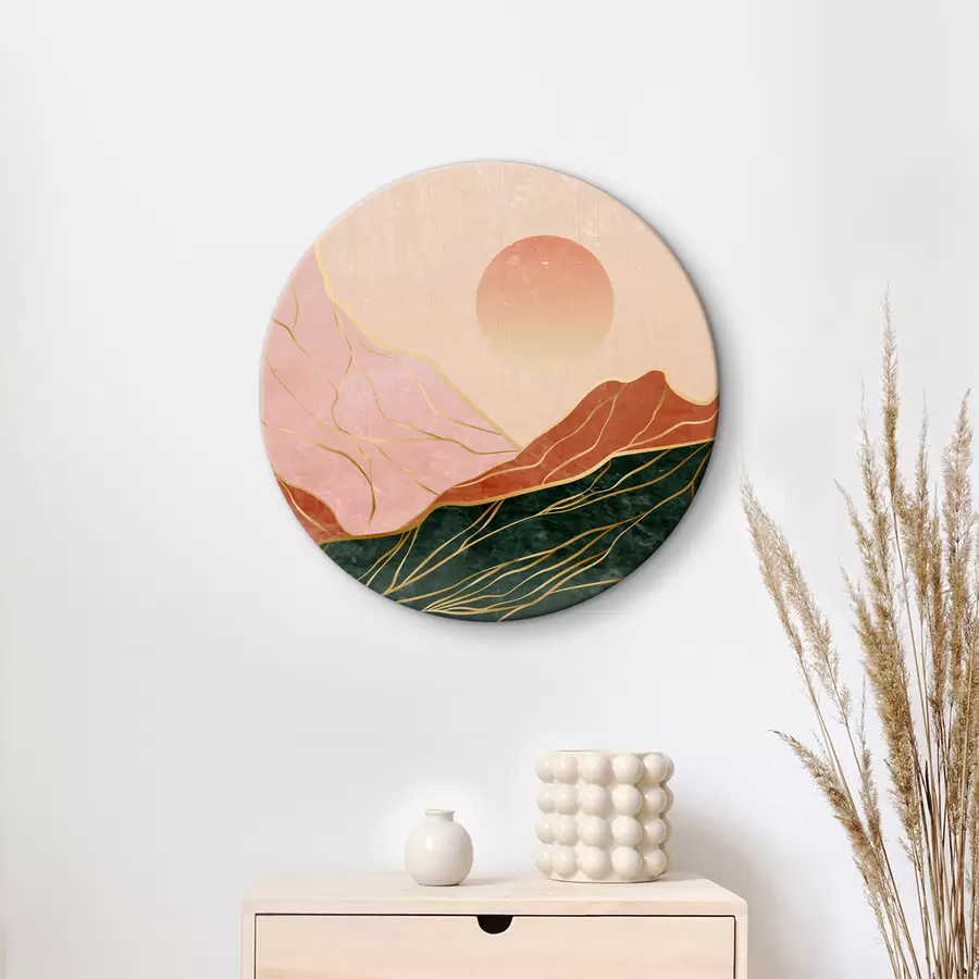  Schilderijen Beeld van bergen en zon r37553