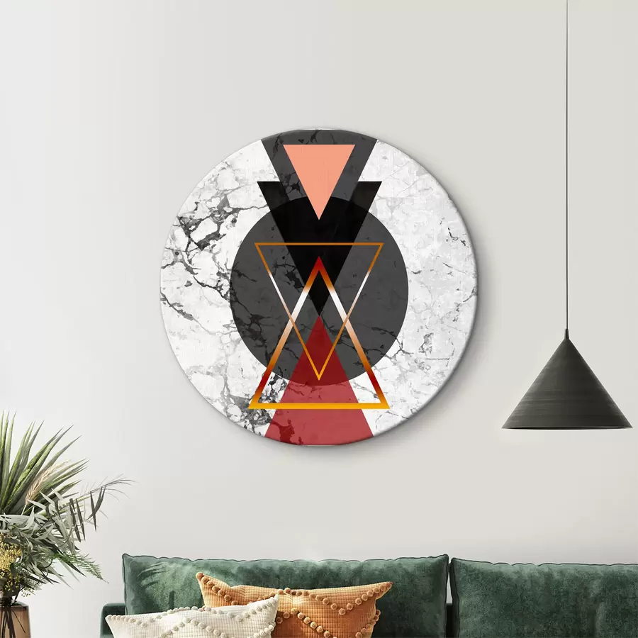  Peintures Triangle et cercle noirs et rouges sur une surface en marbre r37771