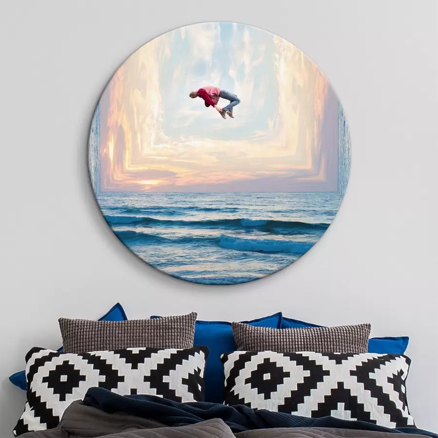  Peintures Un homme sautant en l'air au-dessus de l'eau r37786