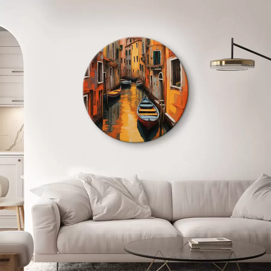  Schilderijen Boot in de gracht tussen gebouwen r37790