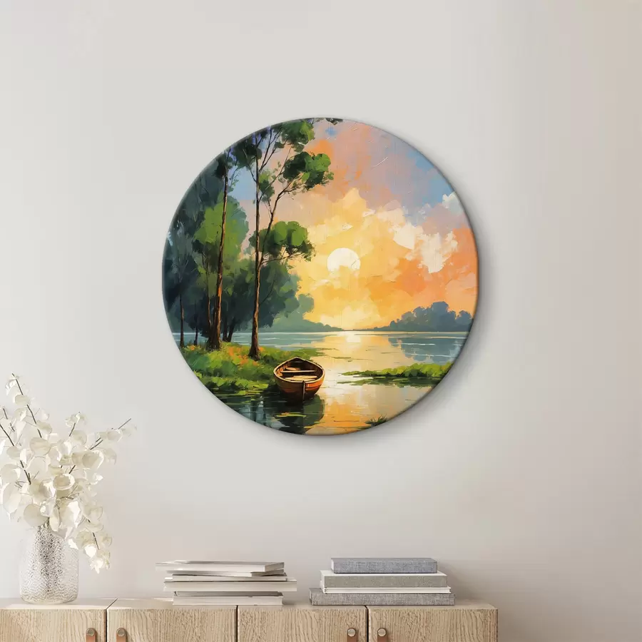  Schilderijen Afbeelding van een boot op het meer r37801