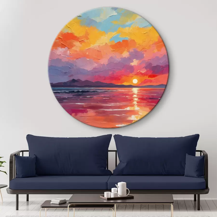  Schilderijen Zonsondergang over de zee met acrylverf r37807