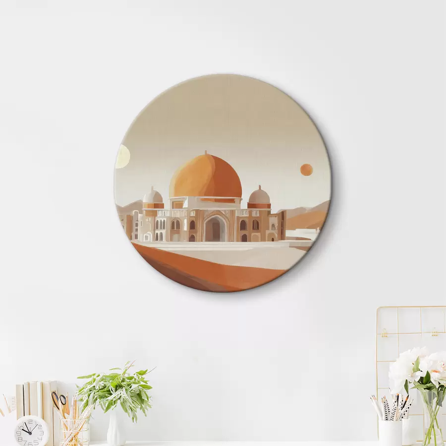  Schilderijen Gebouw met koepel en woestijnlandschap r37815