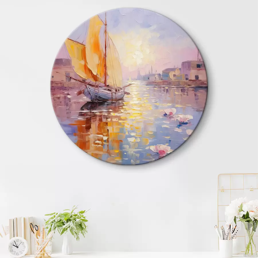  Schilderijen Zeilen in de kleurrijke zonsondergang r37882