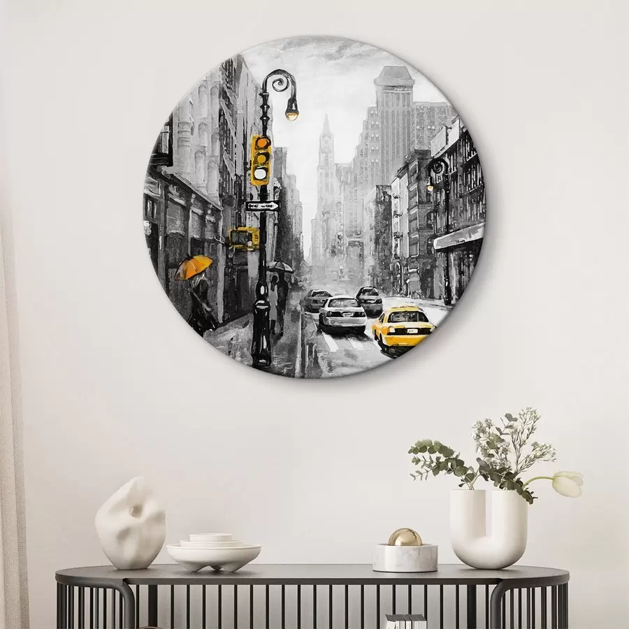  Schilderijen Regenachtige dag in de straten van de stad r37892v1