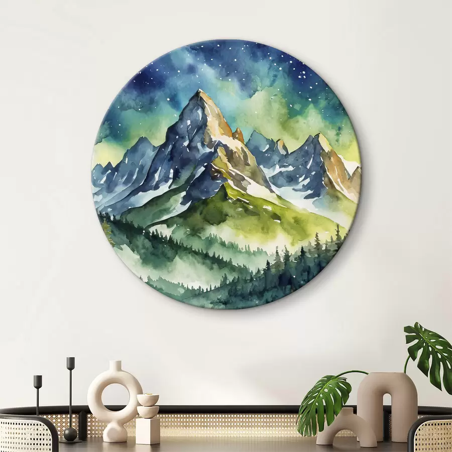  Schilderijen Majestueuze bergen onder de sterrenhemel r37944