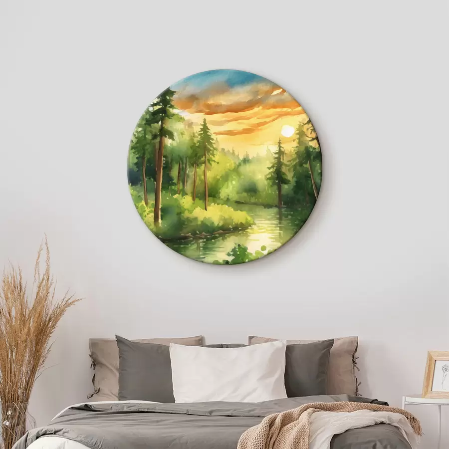  Schilderijen Vredig bos bij een rustige rivier r37950