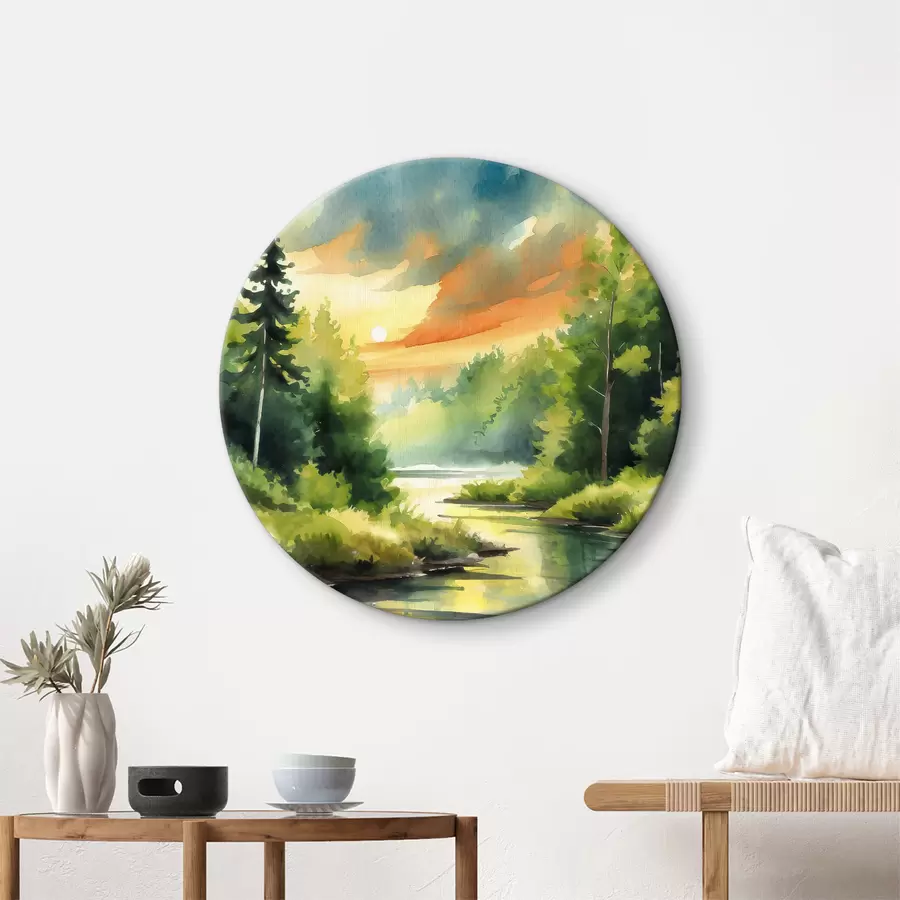  Schilderijen Vredig bos bij een rustige rivier r37953