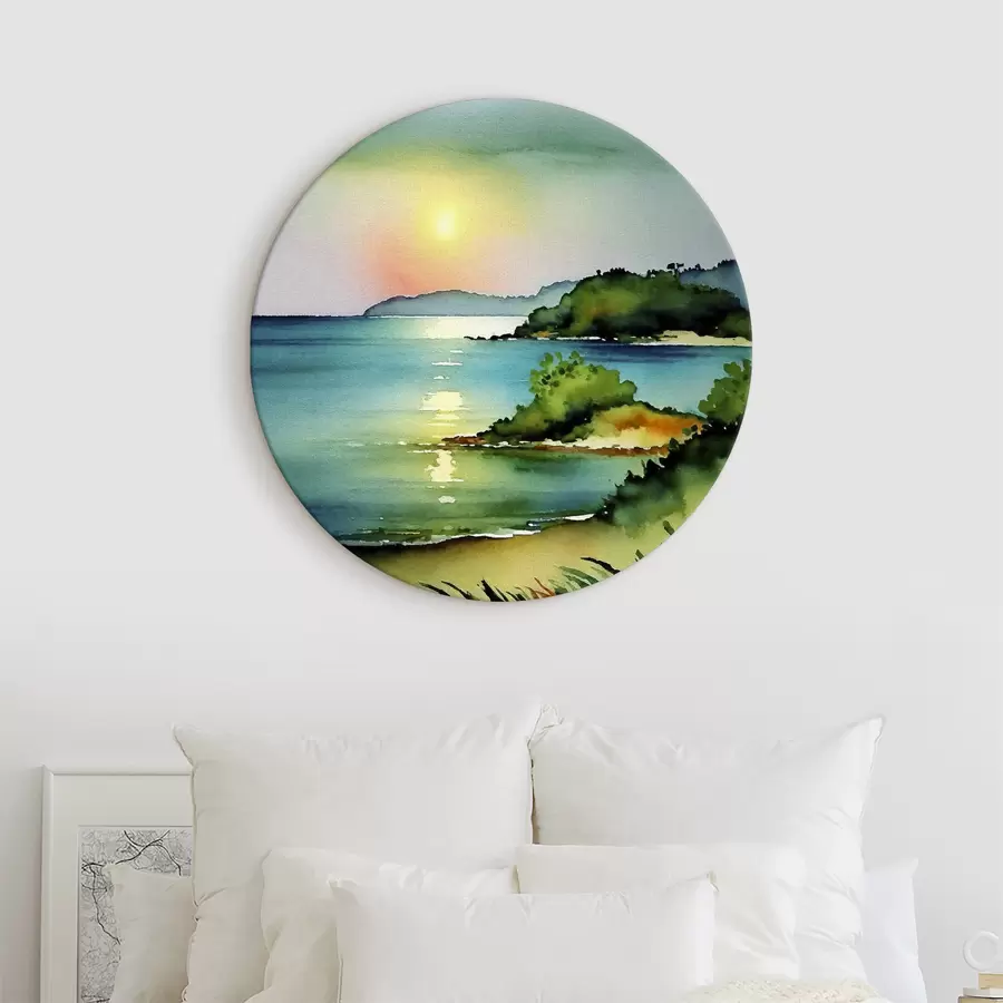  Schilderijen Kalm water en glooiende heuvels r37956