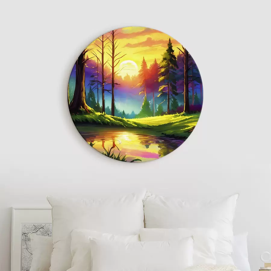  Schilderijen Spiegeling van de zonsondergang in de rivier r37996