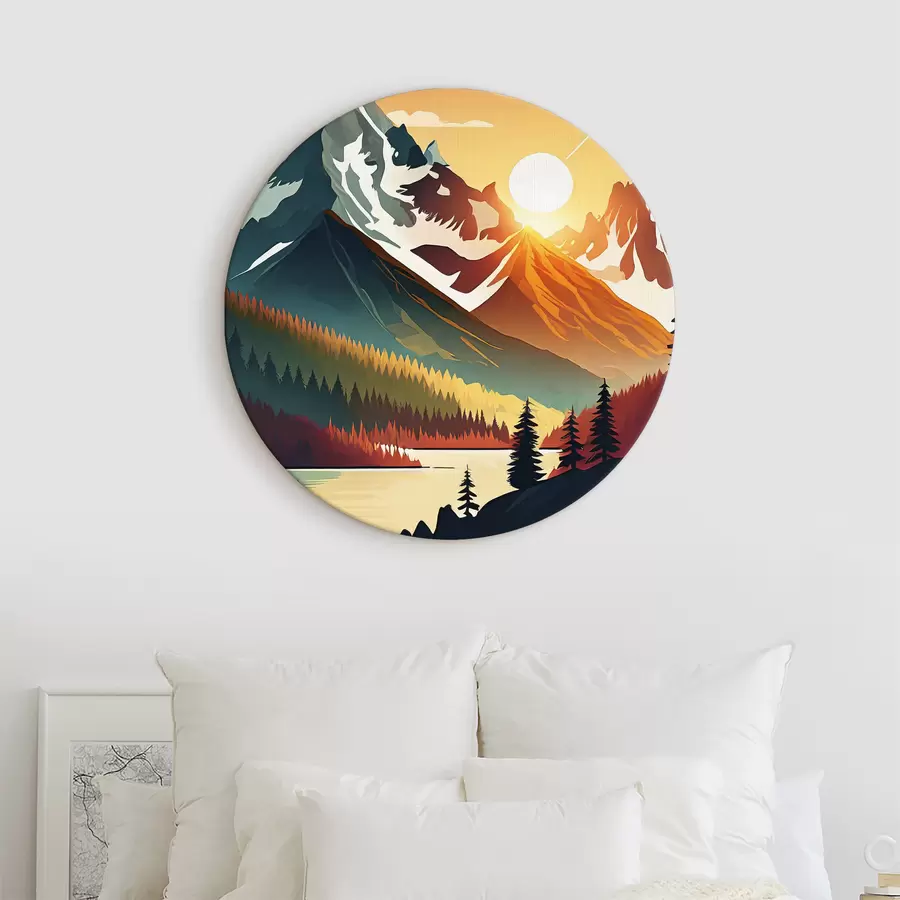  Schilderijen Majestueuze bergen onder een heldere hemel r38006