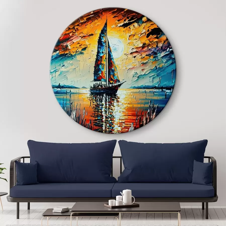  Schilderijen Zeil de heldere zonsondergang tegemoet r38052