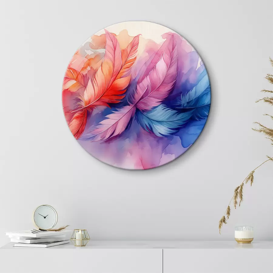  Schilderijen Kleurrijke veren op een witte achtergrond r38093