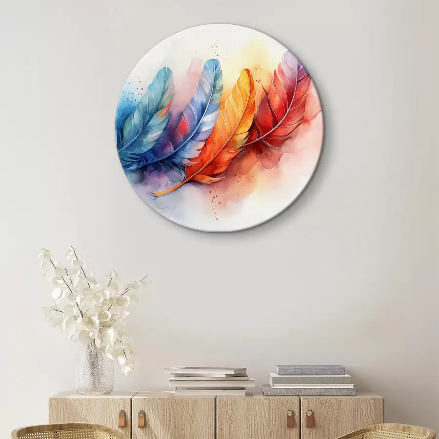  Schilderijen Kleurrijke veren op een witte achtergrond r38094