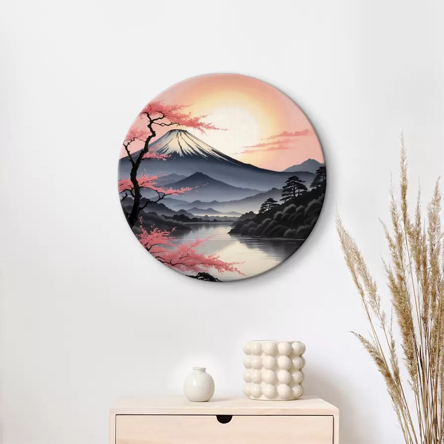  Schilderijen Berg met meer en bomen r38100