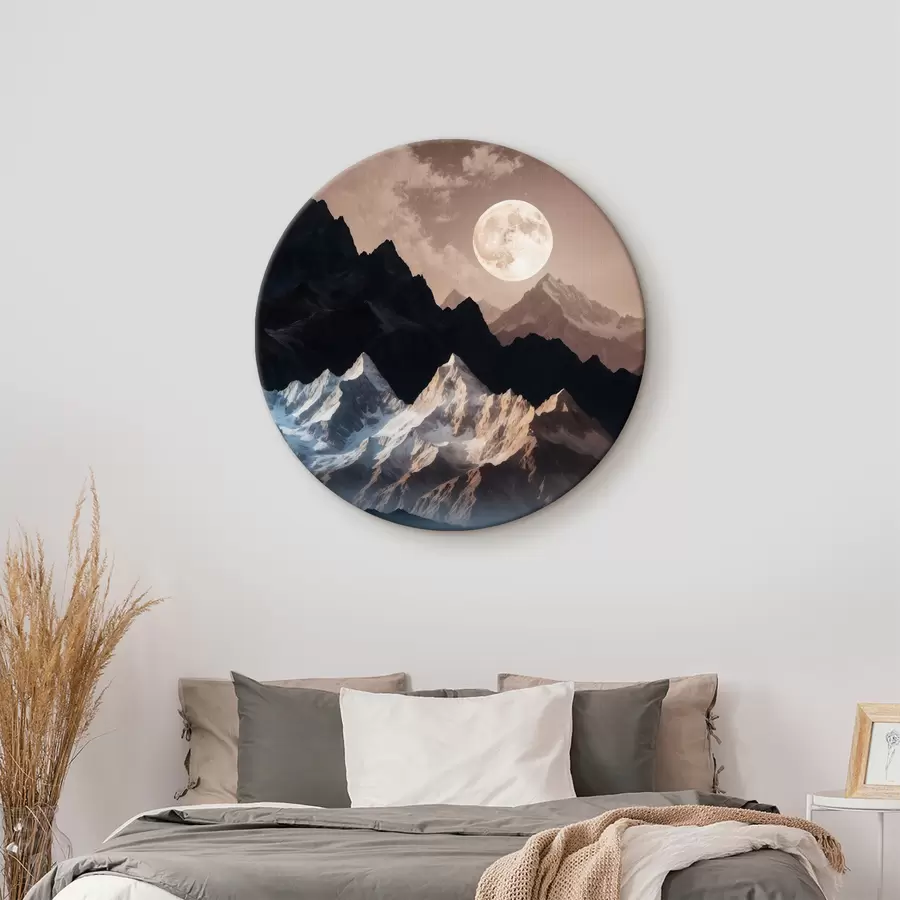  Schilderijen Maan boven bergen en wolken r38122