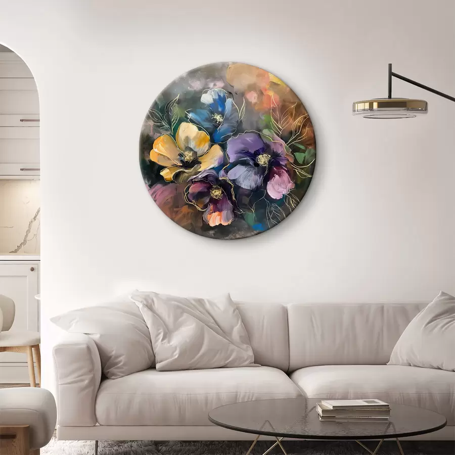  Schilderijen Abstracte bloemen geschilderd met penseelstreken r38131