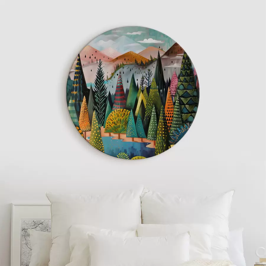  Schilderijen Een schilderij van bomen en een rivier r38157