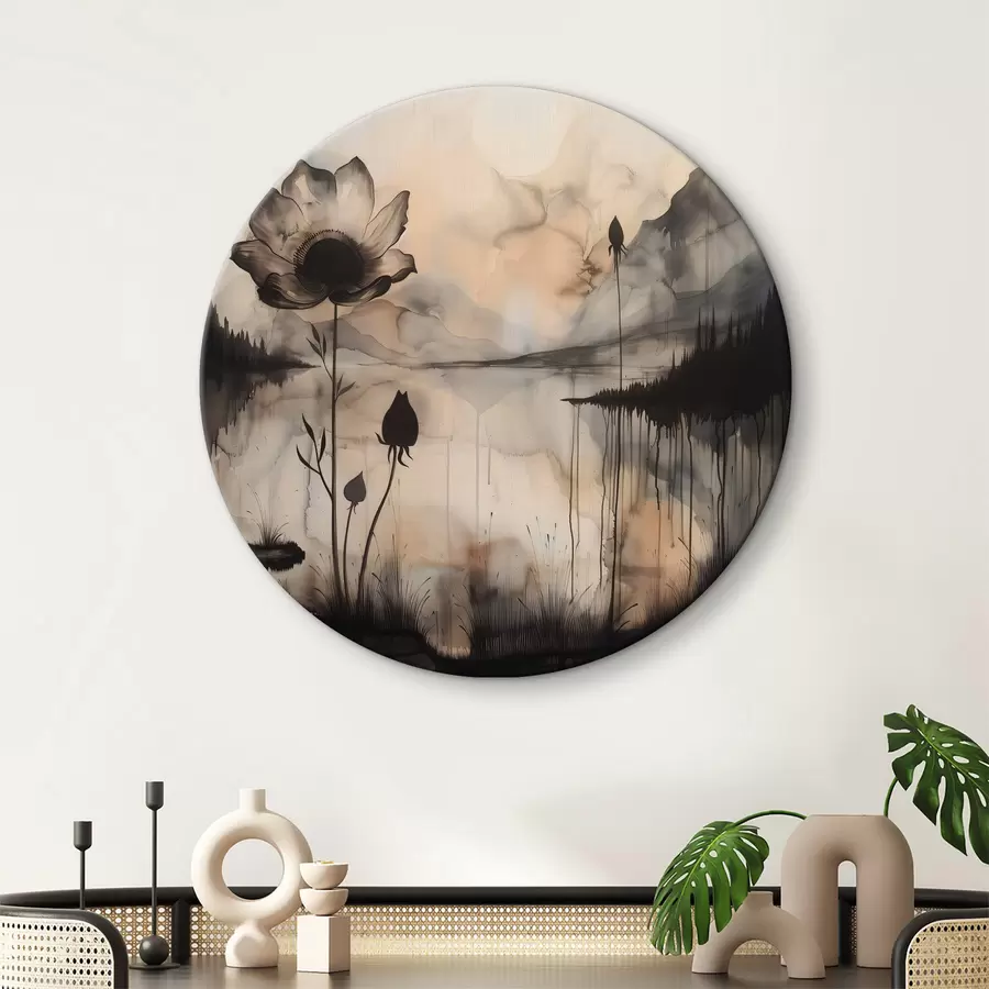  Peintures Peinture d'une fleur et d'un lac r38161