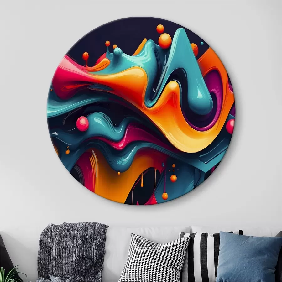  Schilderijen Kleurrijke abstracte vloeiende vormen met levendige tinten, dynamische en surrealistische compositie r38163