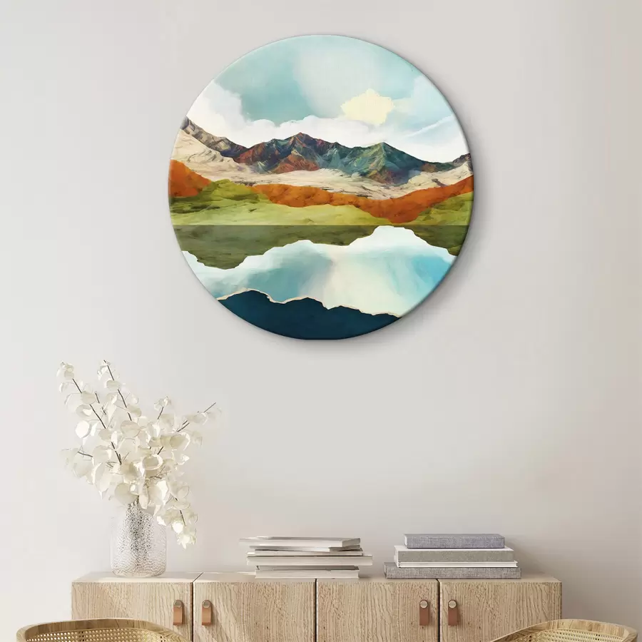  Schilderijen Waterreflectie op de bergen en lucht r38193