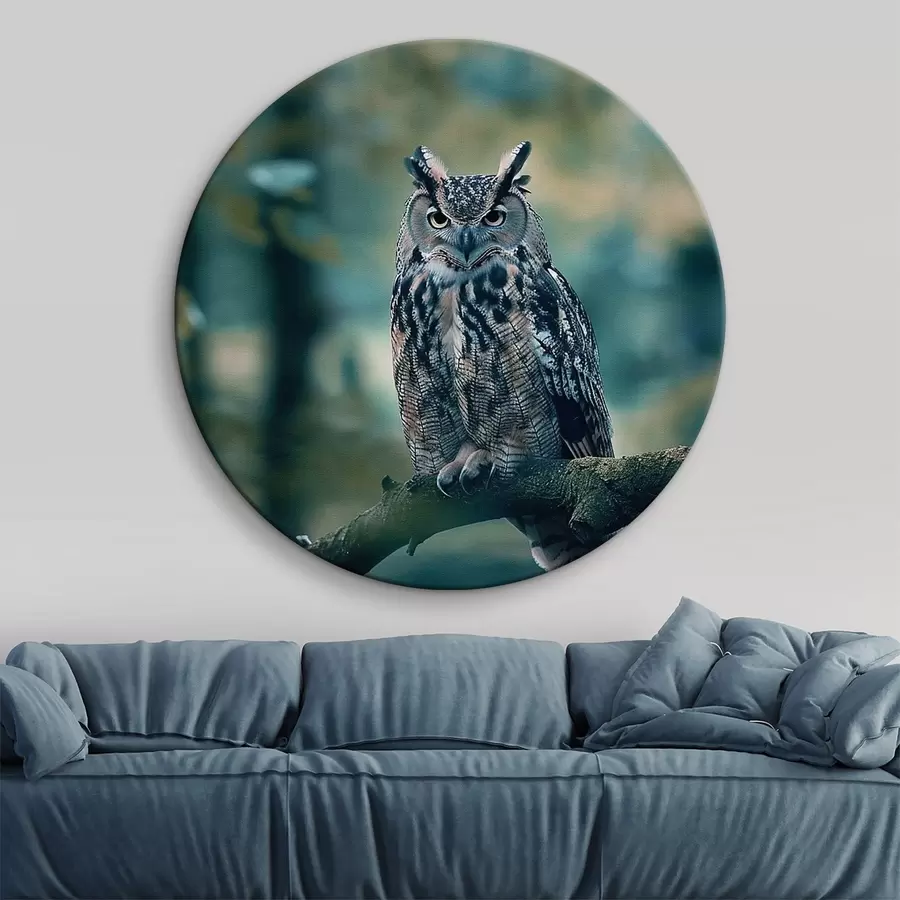  Schilderijen Een uil zittend op een tak r38249