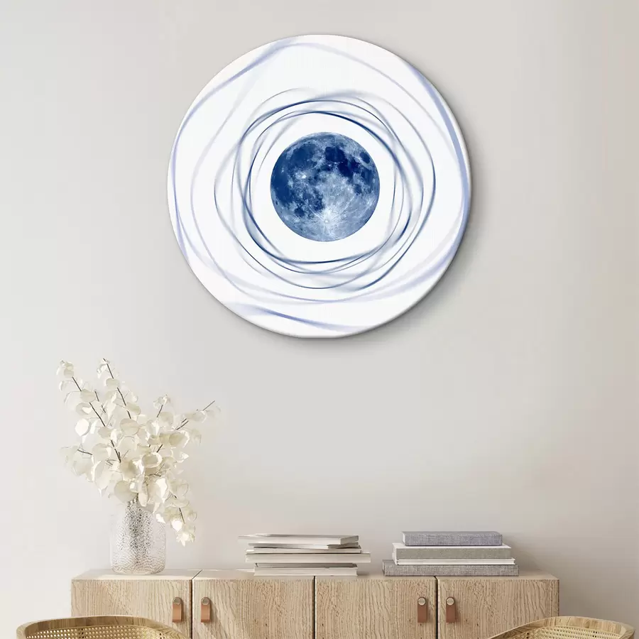  Schilderijen Een blauwe planeet omringd door een draaiende cirkel r38279