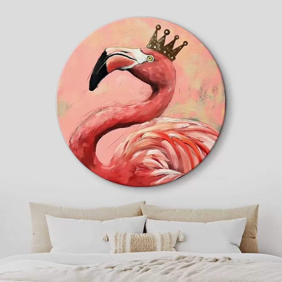  Schilderijen Een afbeelding van een flamingo met een kroon r38289