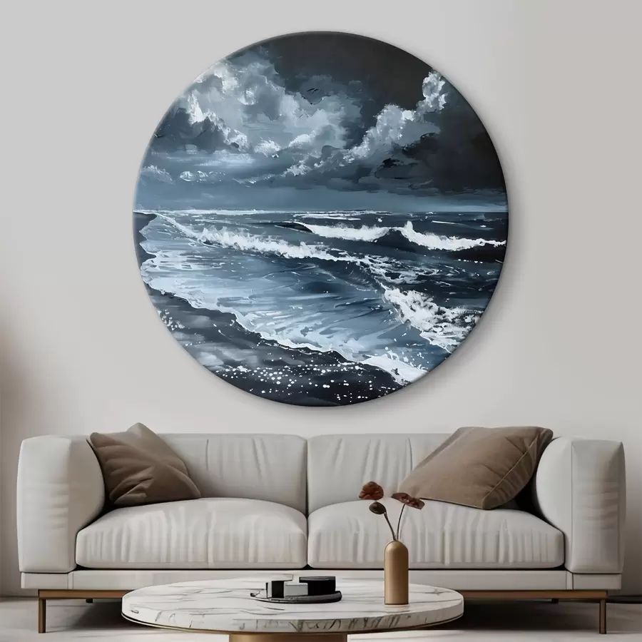  Schilderijen Een beeld van golven op het strand r38322