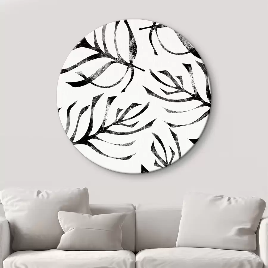  Schilderijen Bladerenpatroon op witte achtergrond r38340