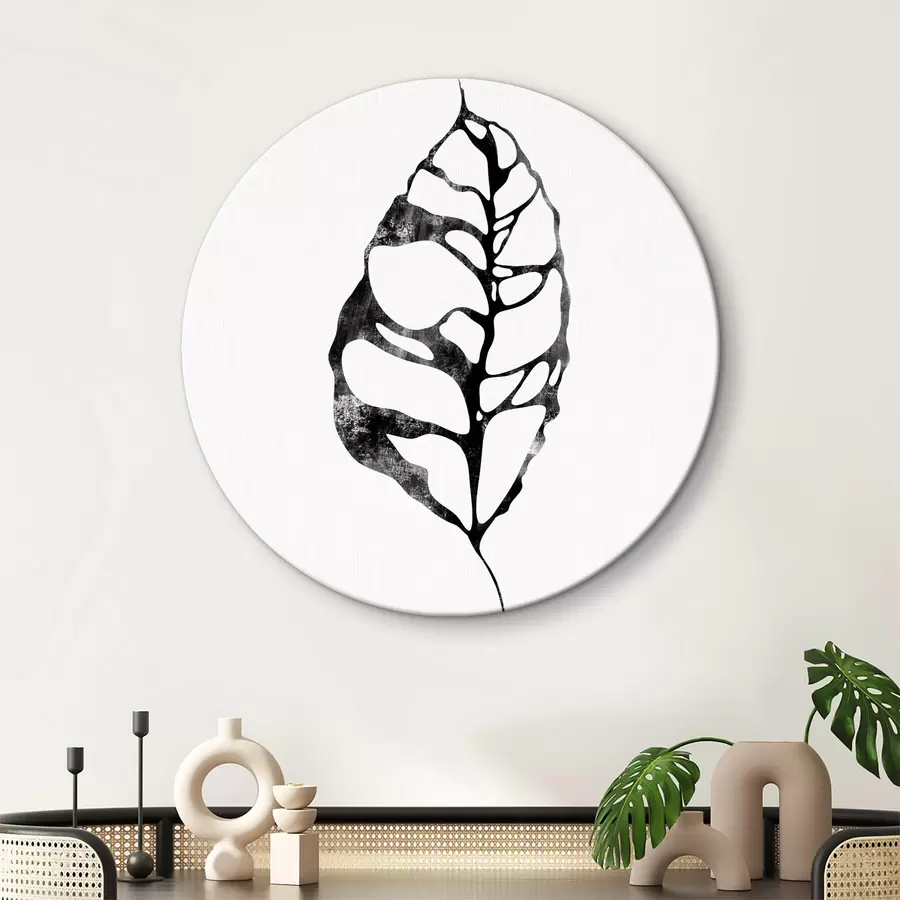  Schilderijen Blad in zwart-wit r38344