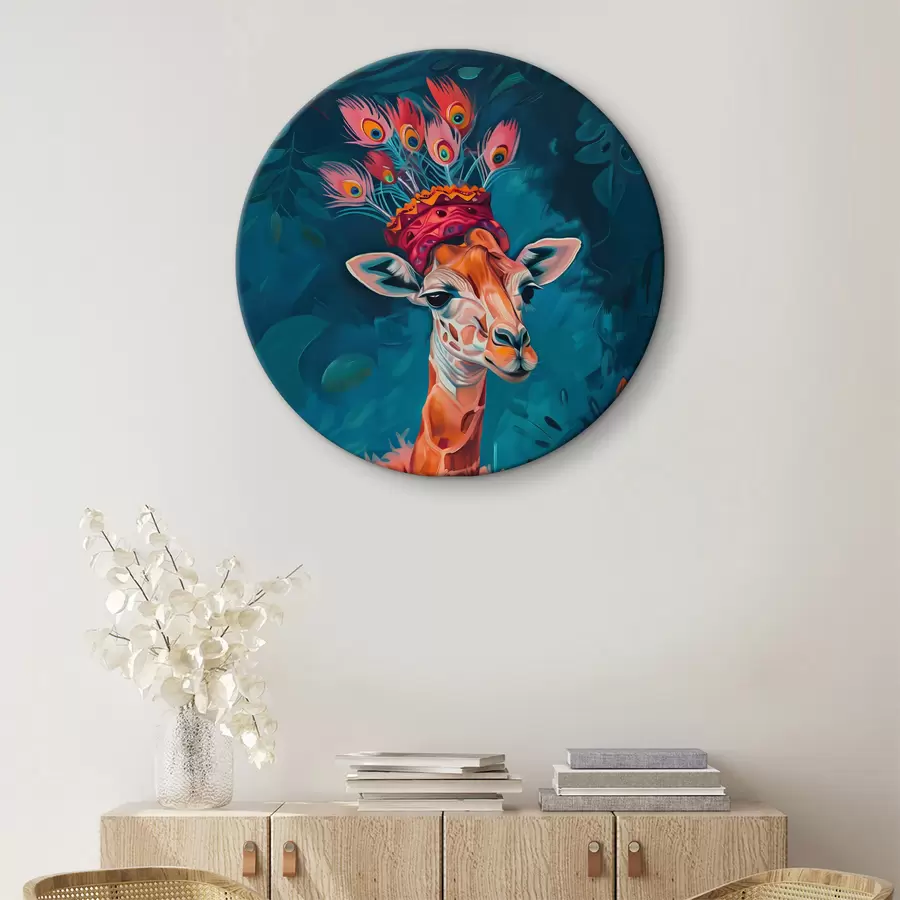  Schilderijen Giraffe met hoed r38377