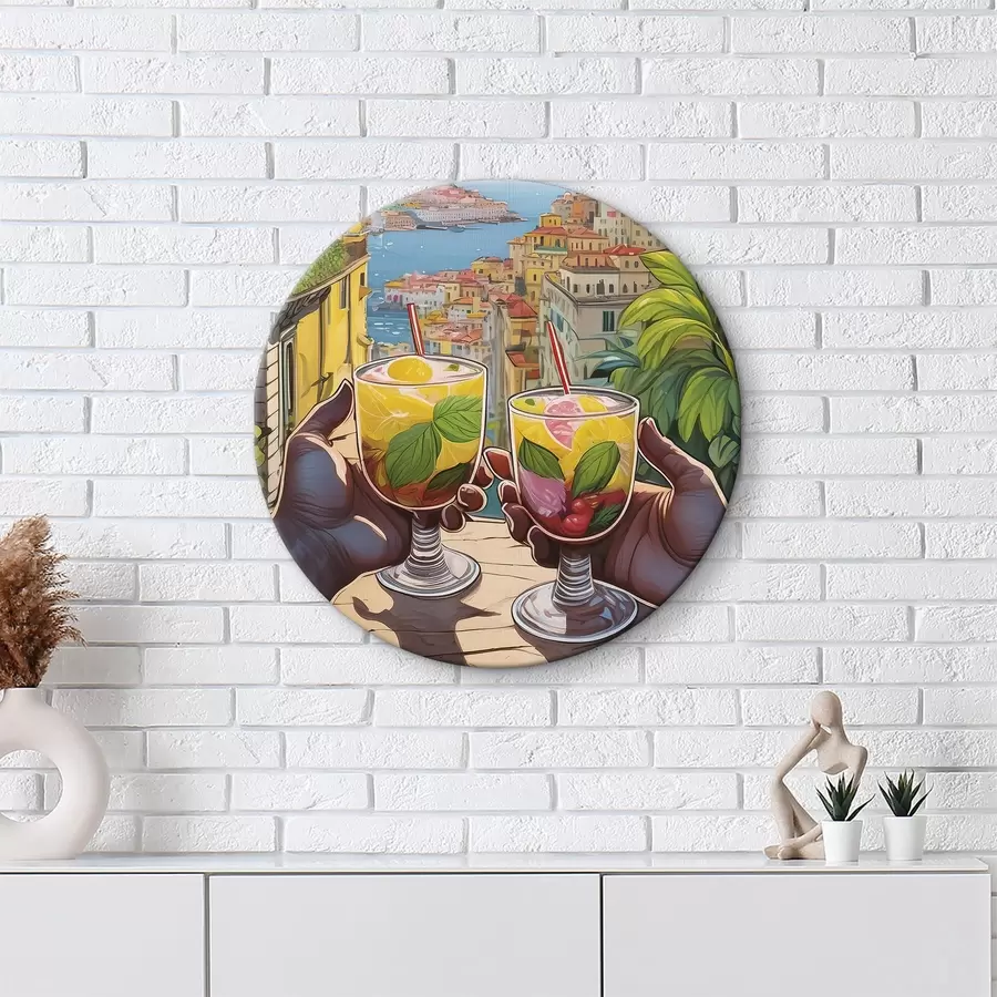  Schilderijen Paar handen houden glazen met vruchten en bladeren vast r38405