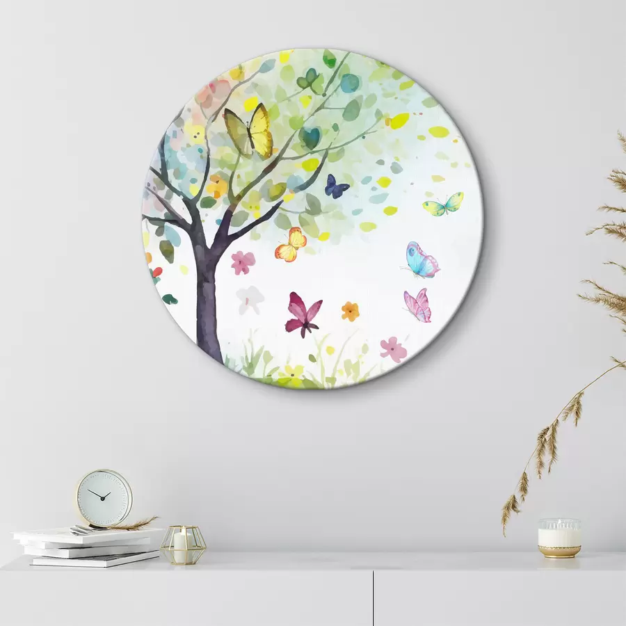  Peintures arbre aux feuilles lumineuses, aquarelle, papillons r38444