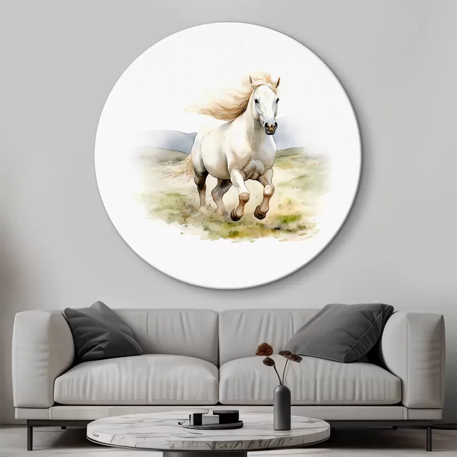  Schilderijen Wit paard in de wei r38477