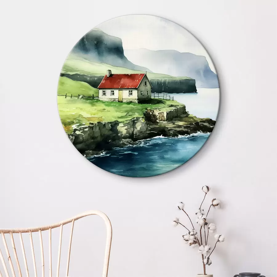  Schilderijen Huis op een klif boven het water r38478