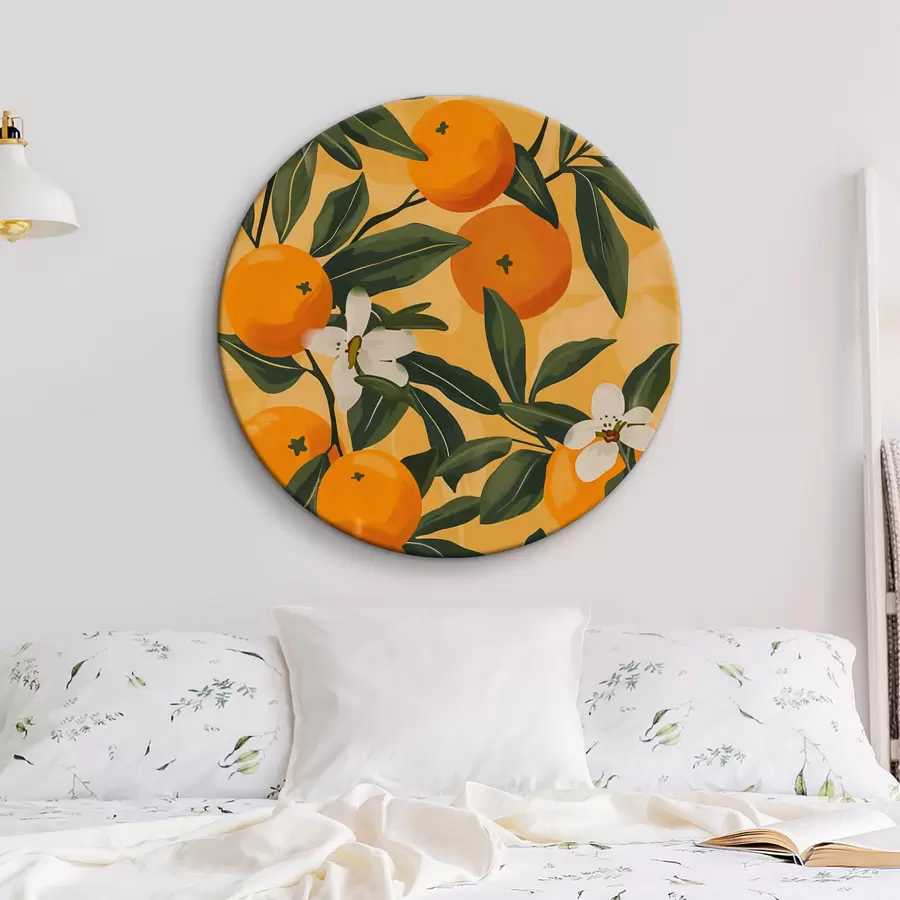  Schilderijen Patroon van oranje en witte bloemen r38513