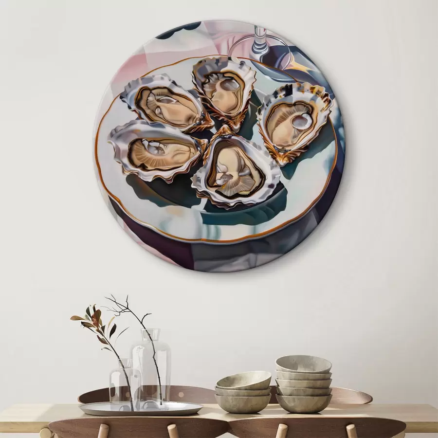  Schilderijen Een bord oesters en een glas wijn r38514