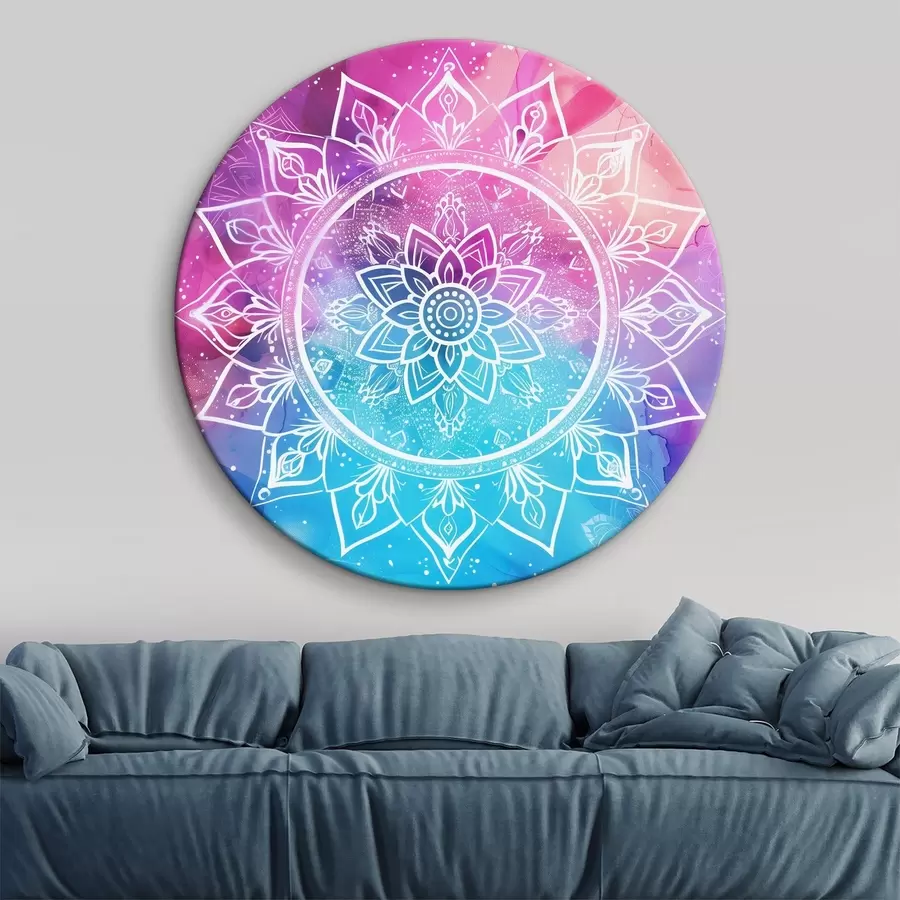  Schilderijen Witte mandala op een gekleurde achtergrond r38529