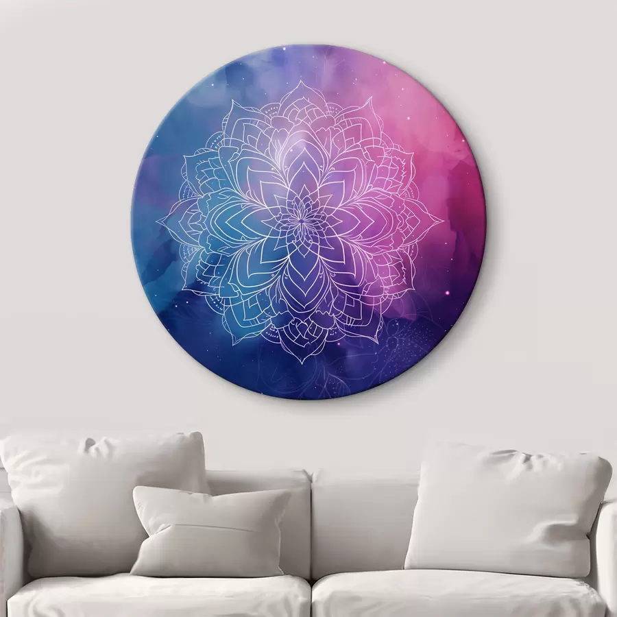  Schilderijen Tekening van een bloem met witte lijnen op een gekleurde achtergrond r38532