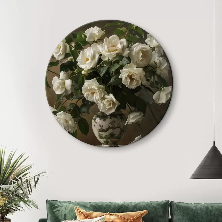  Schilderijen Vaas met witte bloemen r38556