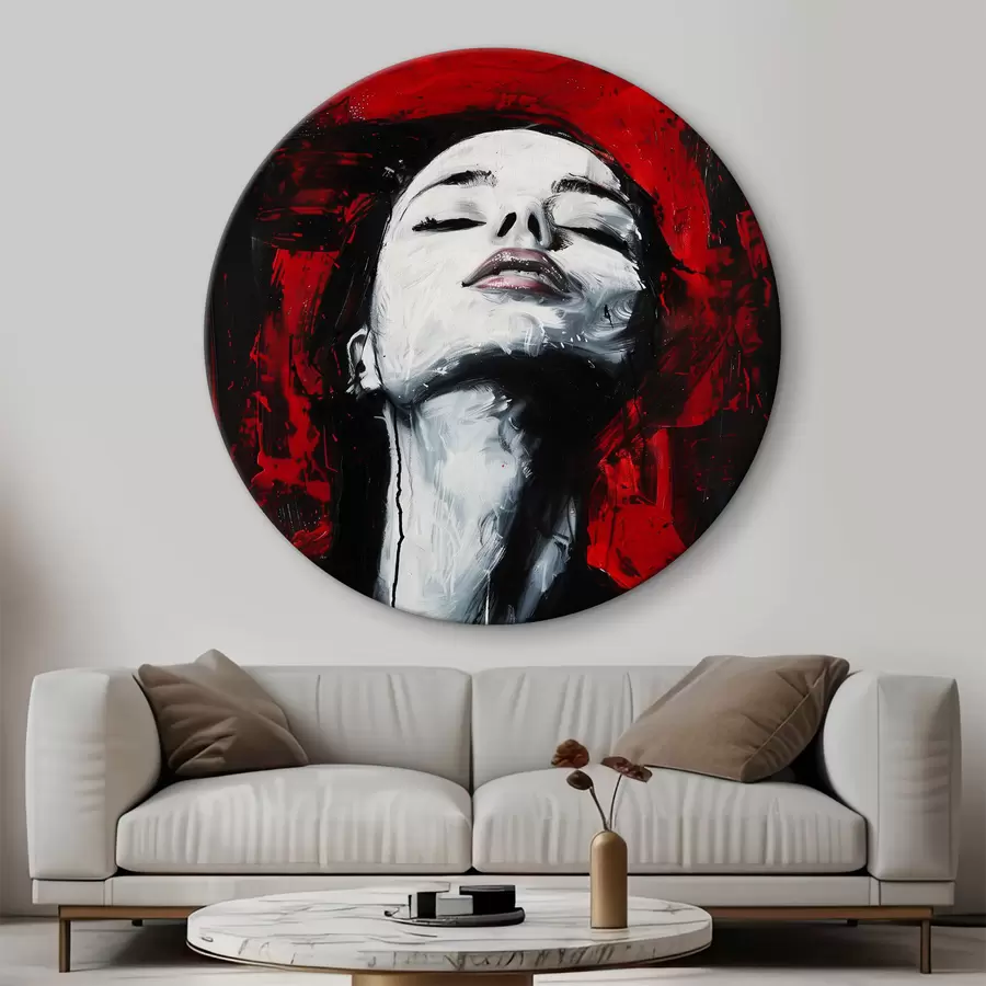  Schilderijen Afbeelding van een vrouw met gesloten ogen met het Andy Warhol Museum op de achtergrond. r38557